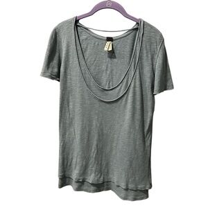 We the Free Blue Grey Low Scoop Neck Top with Built in Tank